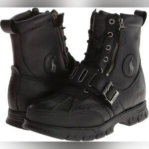 Polo by Ralph Lauren Black Leather Men's Andre 3  Genuine Premium.leather RARE